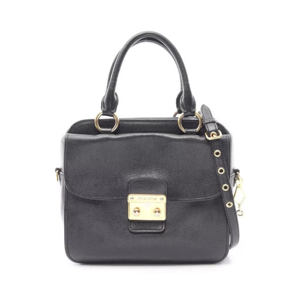 Miu Miu black Madras leather 2way satchel structured front flap